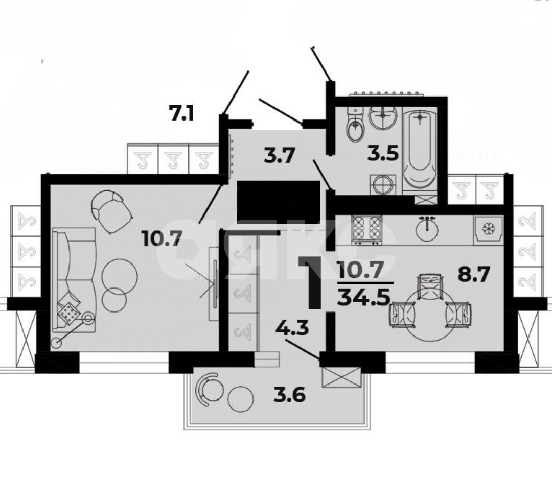 Фото №29: 1-комнатная квартира 31 м² - Горячий Ключ, Городская Больница, ЖК Горячий, жилой комплекс Горячий, Городская Больница, мкр. жилой комплекс Горячий, ул. Ярославского, 111