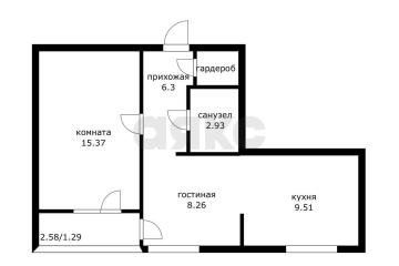 Фото №2: 2-комнатная квартира 43 м² - Берёзовый, мкр. жилой комплекс Молодёжный-2, ул. имени Профессора Малигонова, 38А